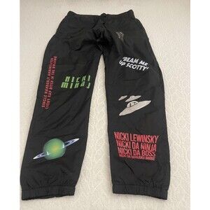 NICKI MINAJ Sz S Beam Me Up Scotty Nylon, Polyester Track Pants All Over Printed